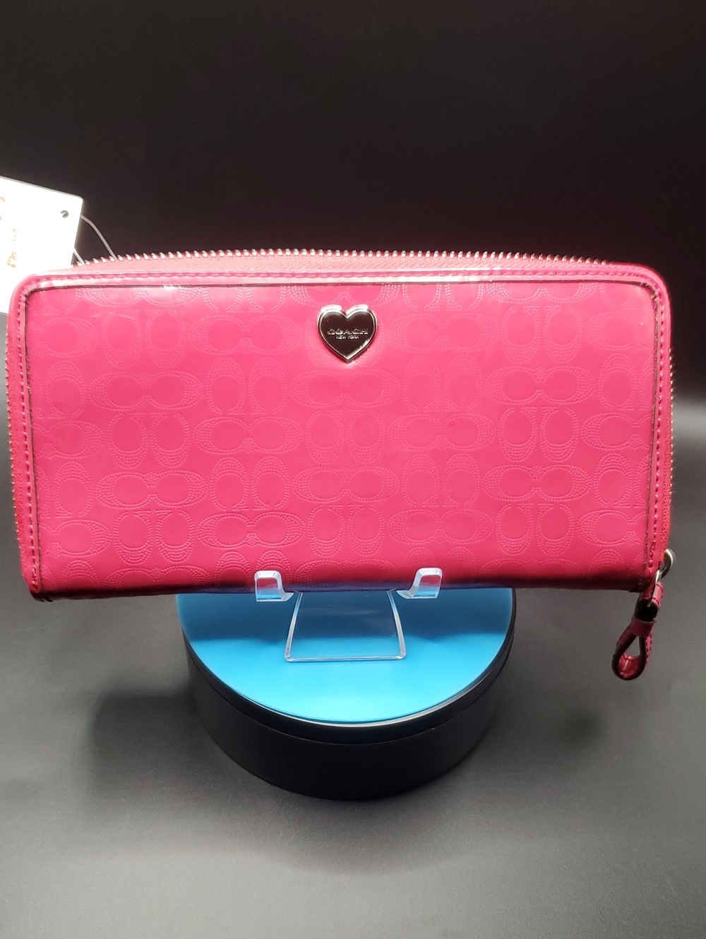 Coach Pink Signature Heart Zip Wallet